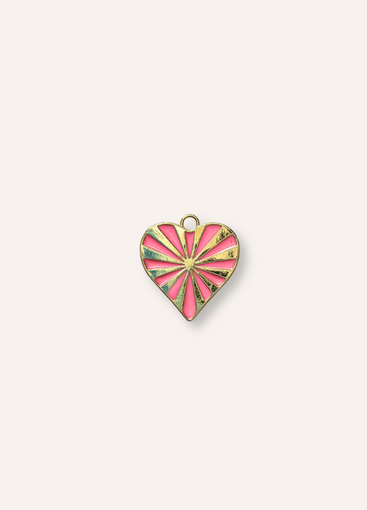 pink sunburst heart charm