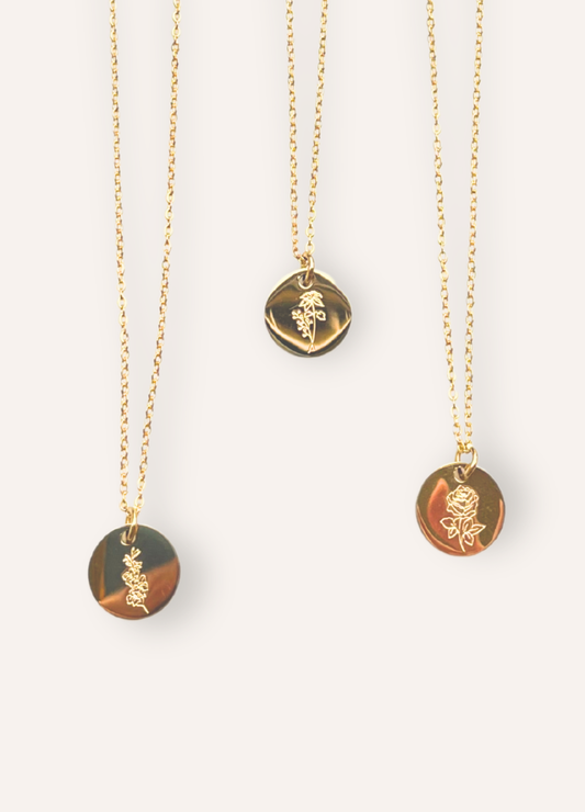 gold birthflower necklace