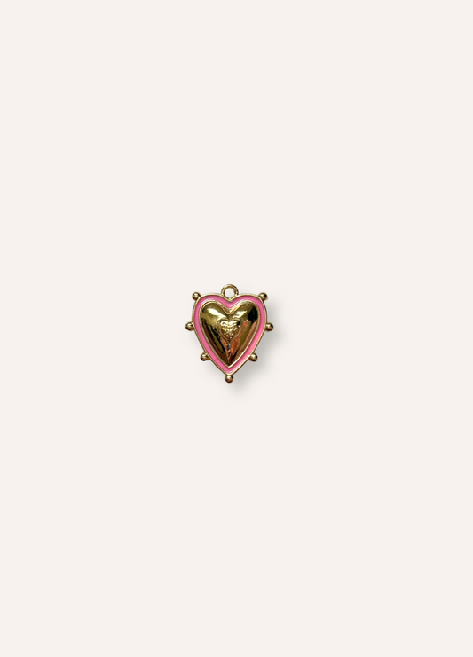 studded gold and pink heart charm