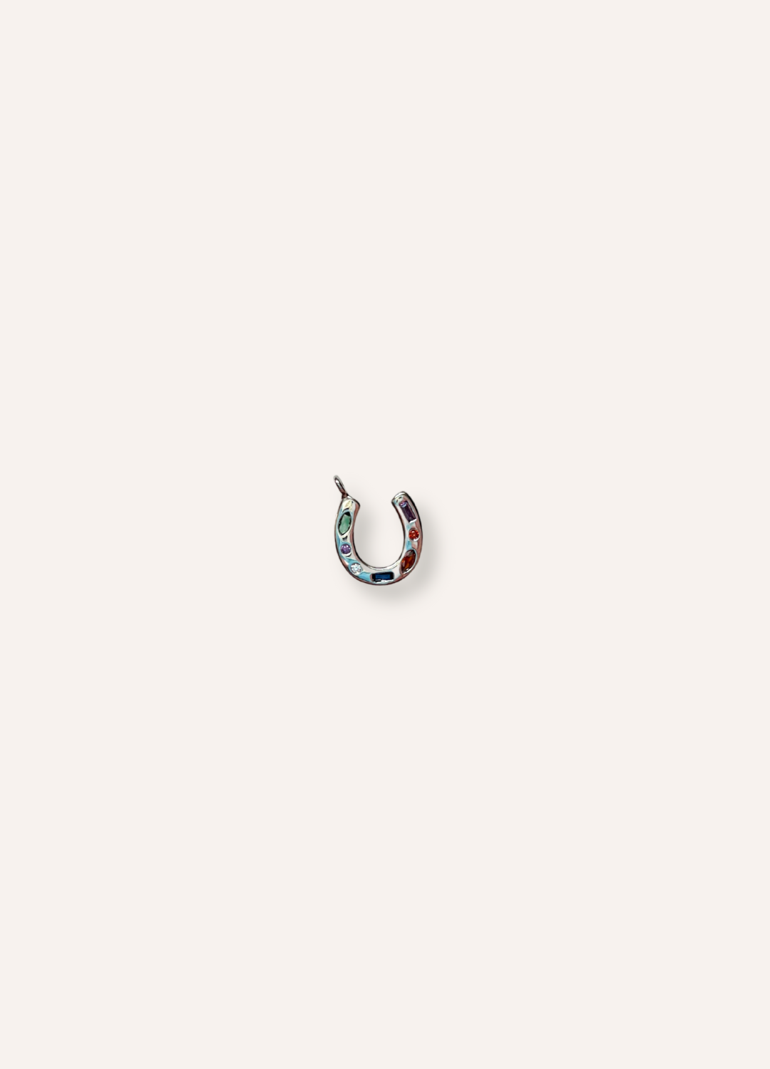 silver gem horseshoe charm
