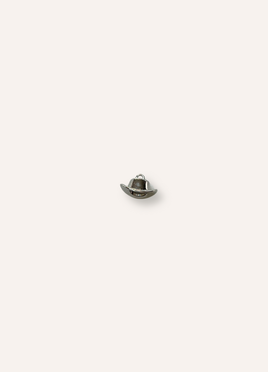 mini silver cowboy hat charm