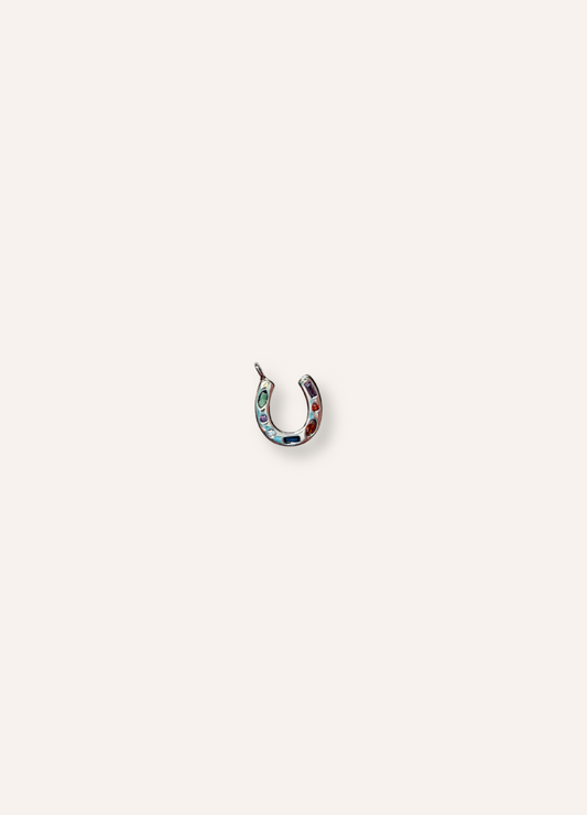 silver gem horseshoe charm